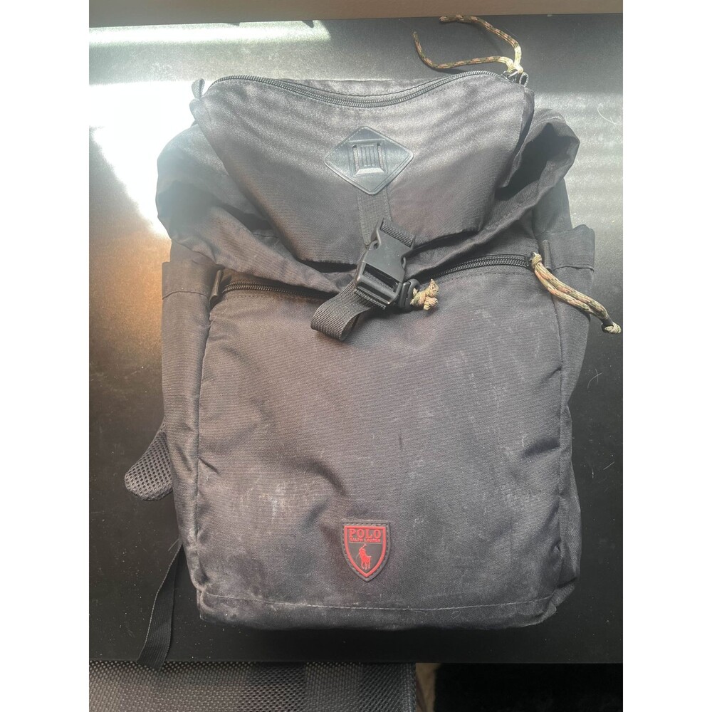 Polo Ralph Lauren Flap-Top Canvas Backpack Black/Red
